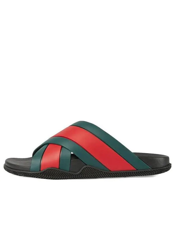 Сандалии rubber slide 'green red' Gucci — изображение 1 из 4, черный