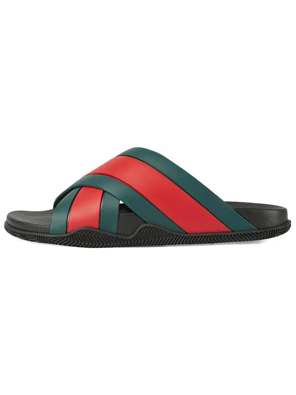 Сандалии rubber slide 'green red' Gucci — изображение 2 из 4, черный