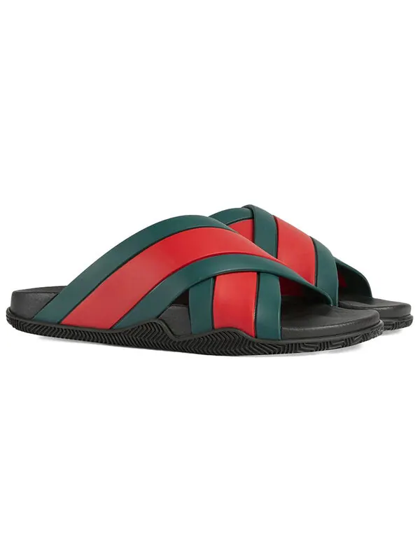 Сандалии rubber slide 'green red' Gucci — изображение 3 из 4, черный