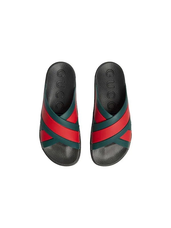 Сандалии rubber slide 'green red' Gucci — изображение 4 из 4, черный