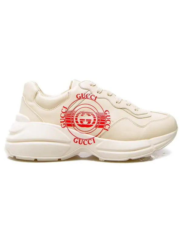 Кроссовки rhyton 'disk print' Gucci — изображение 2 из 4, слоновая кость/красный