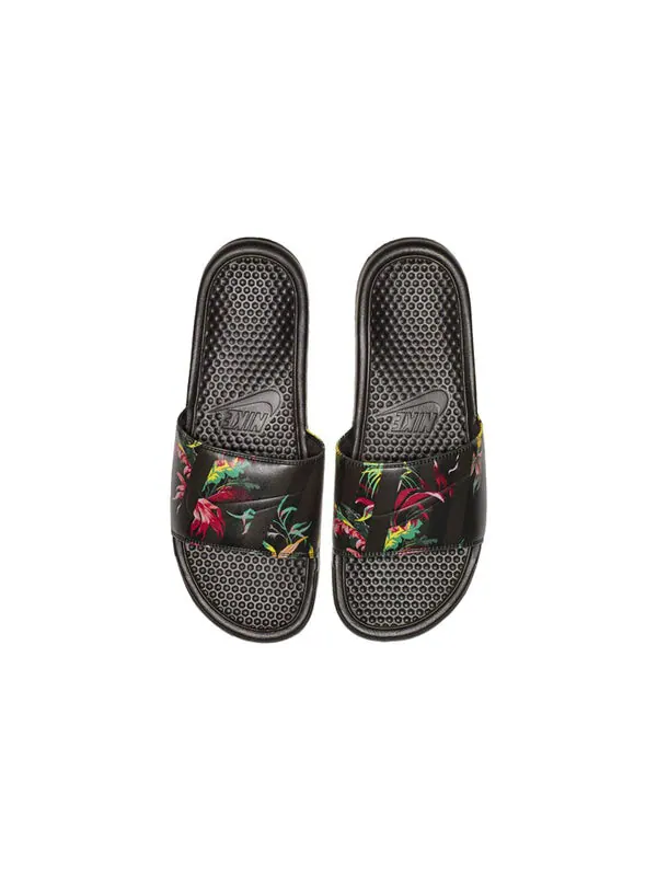 Тапочки benassi jdi print slide 'black tropical' Nike — изображение 3 из 4, черный