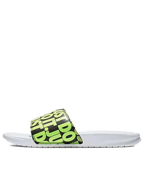 Тапочки benassi jdi print 'volt' Nike — изображение 1 из 4, белый/черный/зеленый