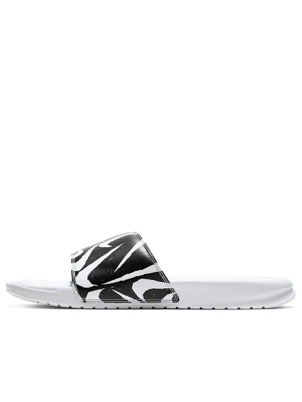 Тапочки benassi jdi print slide 'white black swoosh' Nike — изображение 1 из 4, белый