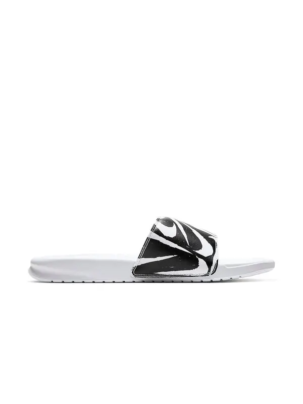 Тапочки benassi jdi print slide 'white black swoosh' Nike — изображение 2 из 4, белый