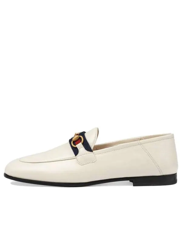 Кроссовки loafer with web 'white leather' Gucci — изображение 1 из 4, белый