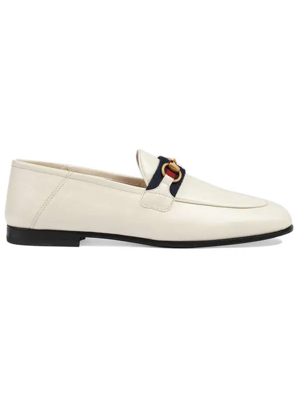 Кроссовки loafer with web 'white leather' Gucci — изображение 2 из 4, белый