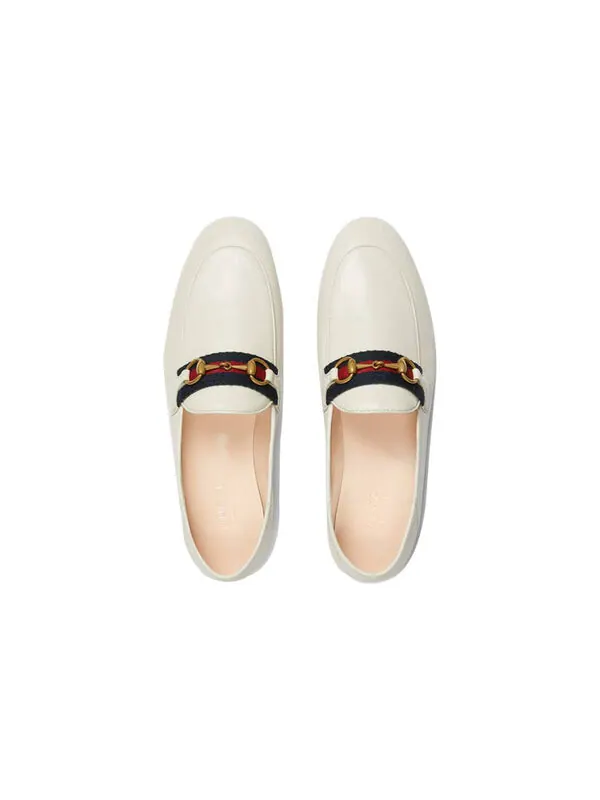 Кроссовки loafer with web 'white leather' Gucci — изображение 4 из 4, белый