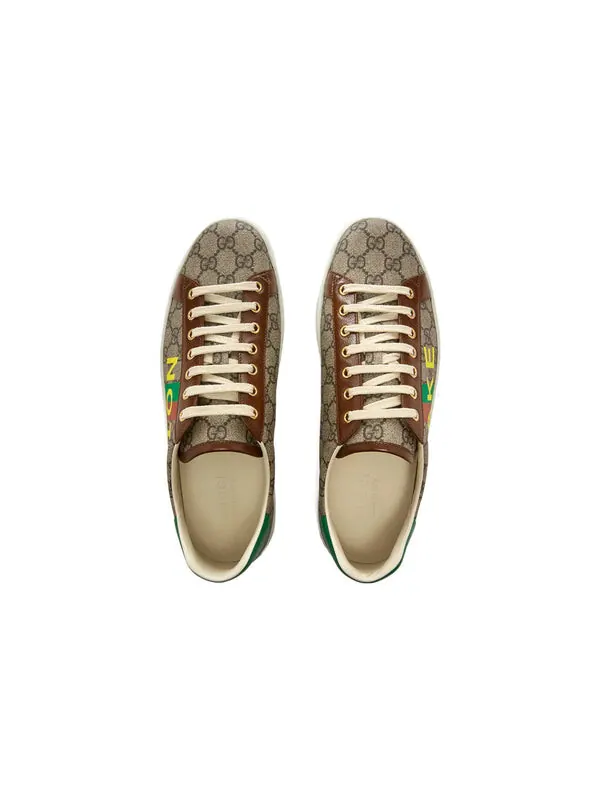 Кроссовки ace 'fake/not print' Gucci — изображение 3 из 4, бежевый/коричневый