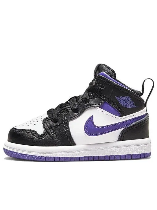 Кроссовки (TD) Air Jordan 1 Mid 'Dark Iris' — изображение 1 из 4, черный/белый/фиолетовый