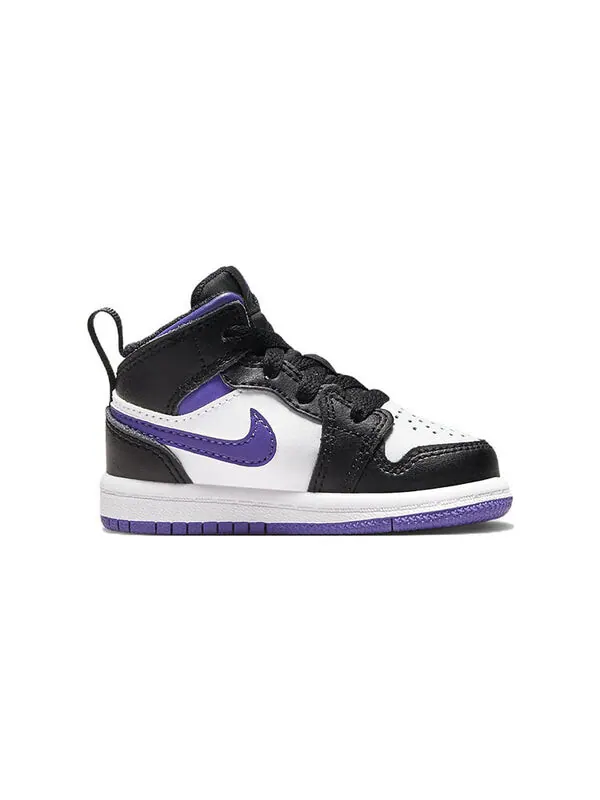 Кроссовки (TD) Air Jordan 1 Mid 'Dark Iris' — изображение 2 из 4, черный/белый/фиолетовый