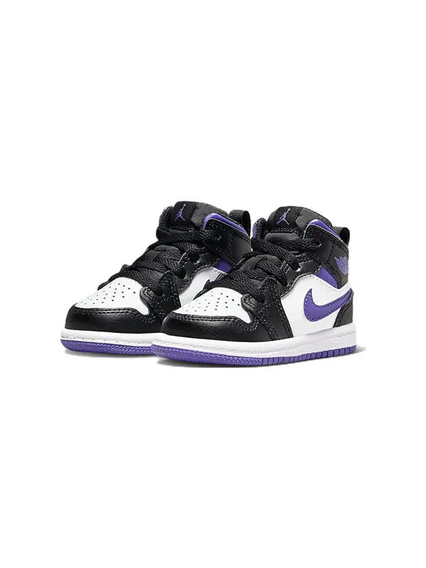 Кроссовки (TD) Air Jordan 1 Mid 'Dark Iris' — изображение 3 из 4, черный/белый/фиолетовый