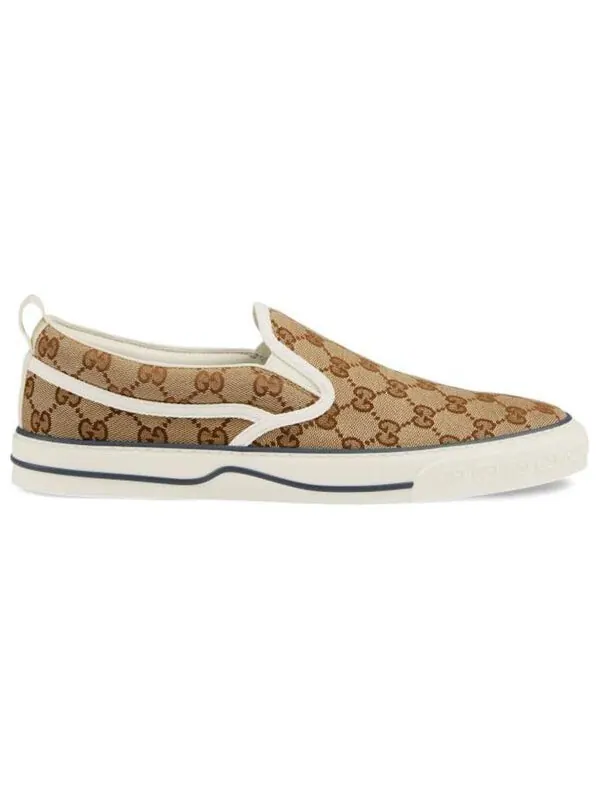 Кроссовки tennis 1977 slip-on 'beige ebony' Gucci — изображение 2 из 4, бежевый//зеленый/красный