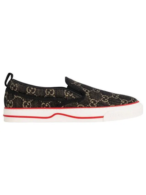 Кроссовки tennis 1977 slip-on gg 'black' Gucci — изображение 2 из 3, черный/золотистый