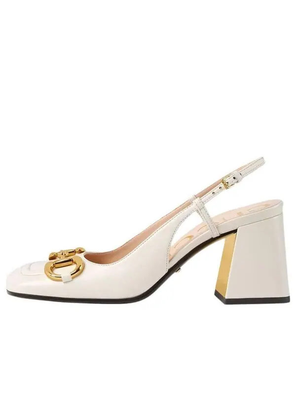 Кроссовки chunky mid-heel slingback with horsebit 'white' Gucci — изображение 1 из 3, белый