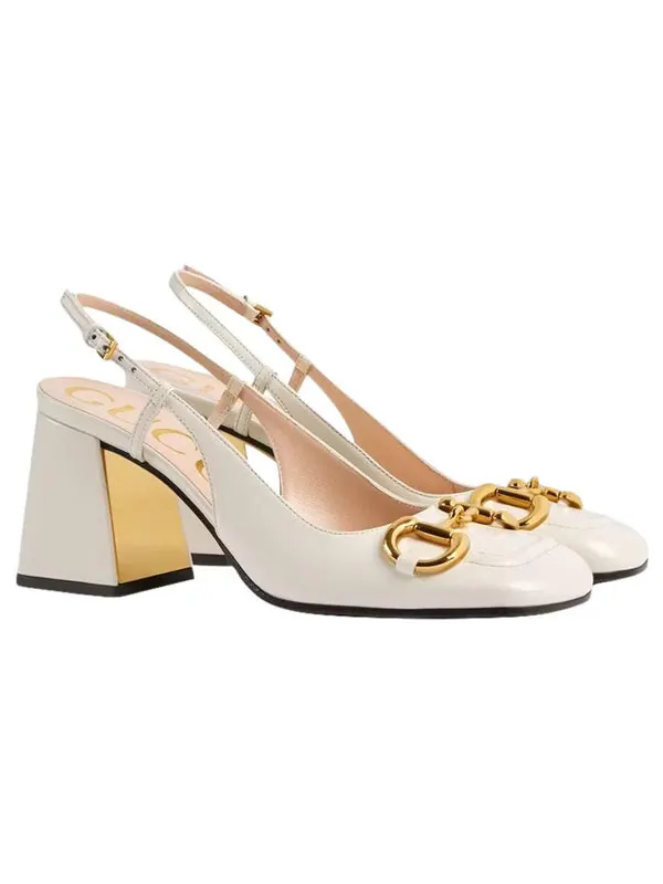 Кроссовки chunky mid-heel slingback with horsebit 'white' Gucci — изображение 2 из 3, белый