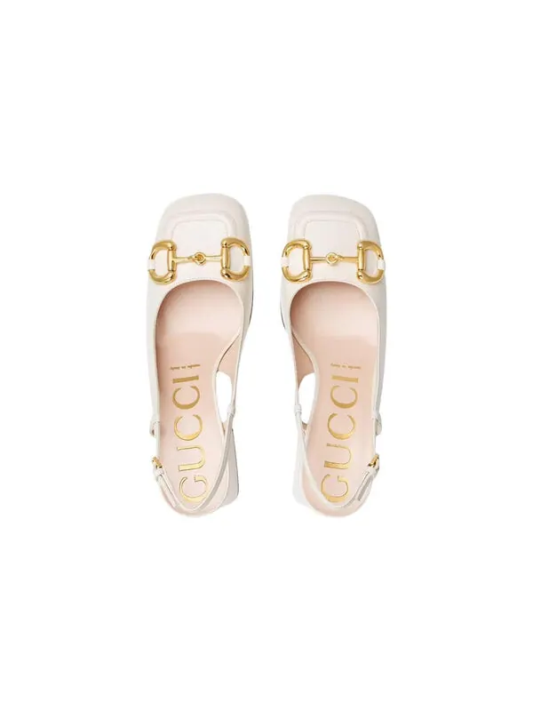 Кроссовки chunky mid-heel slingback with horsebit 'white' Gucci — изображение 3 из 3, белый