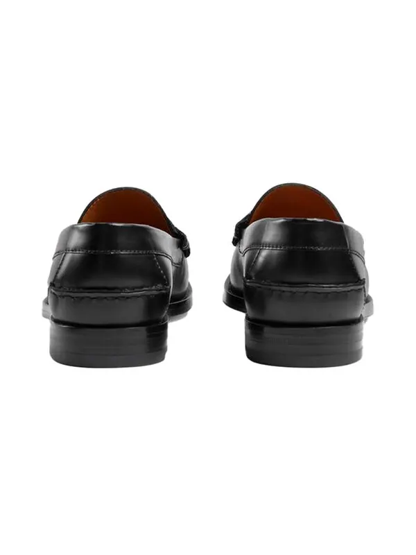 Кроссовки loafer with interlocking g green and red web 'black leather' Gucci — изображение 4 из 4, черный/зеленый/красный