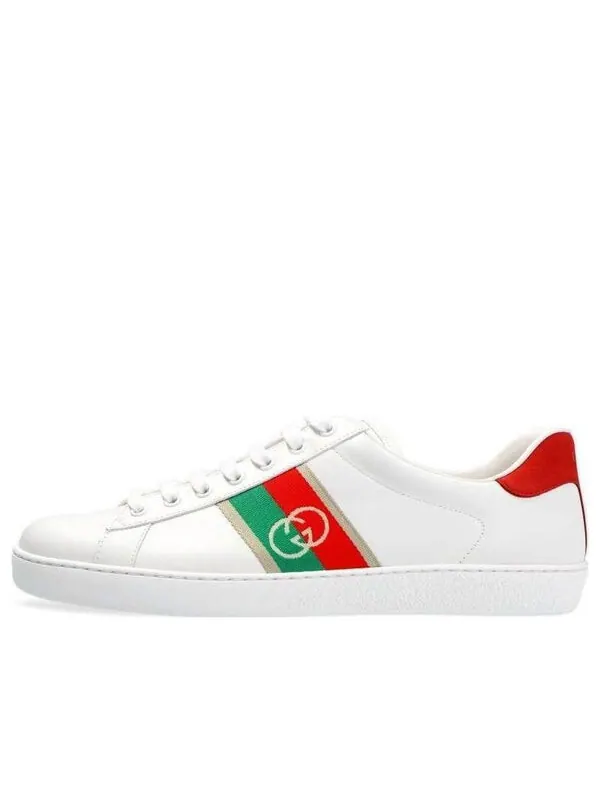 Кроссовки ace 'interlocking g - white' Gucci — изображение 1 из 4, белый/красный/зеленый