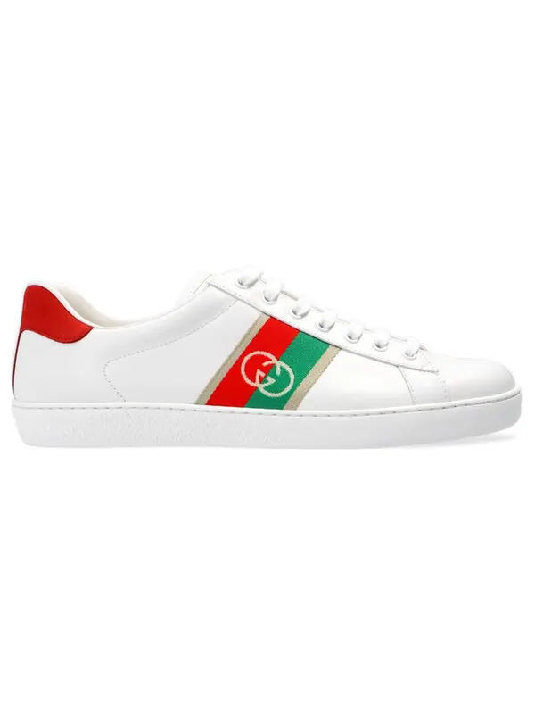 Кроссовки ace 'interlocking g - white' Gucci — изображение 2 из 4, белый/красный/зеленый