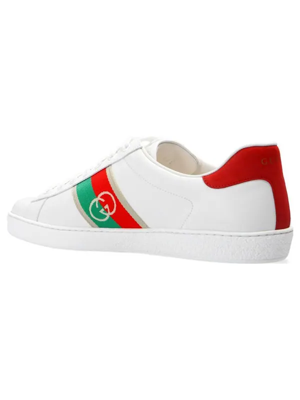 Кроссовки ace 'interlocking g - white' Gucci — изображение 3 из 4, белый/красный/зеленый