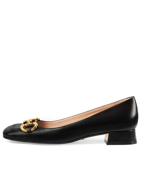 Кроссовки ballet flat with horsebit 'black leather' Gucci — изображение 1 из 4, черный