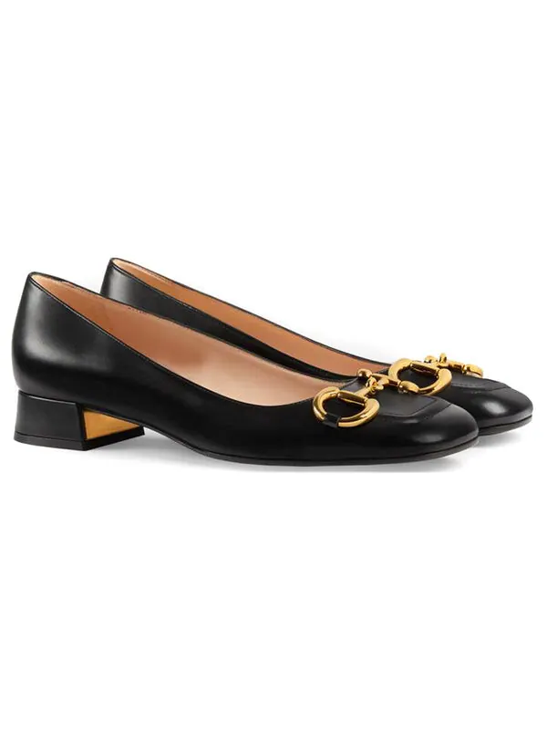 Кроссовки ballet flat with horsebit 'black leather' Gucci — изображение 2 из 4, черный