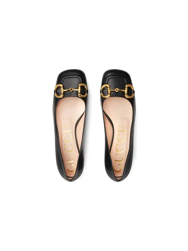 Кроссовки ballet flat with horsebit 'black leather' Gucci — изображение 3 из 4, черный