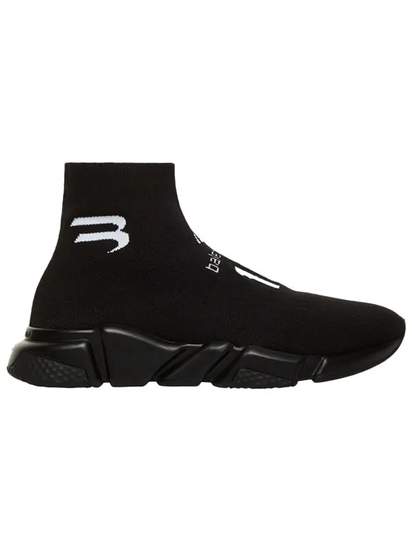 Кроссовки speed lt soccer sponsor logo sneakers 'black knit' Balenciaga — изображение 2 из 4, черный/белый