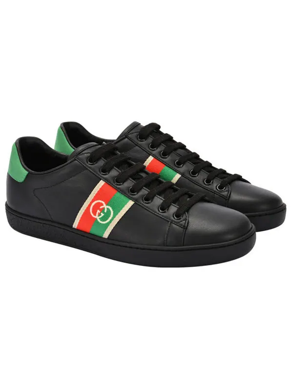 Кроссовки ace elastic web 'interlocking g - black' Gucci — изображение 3 из 4, черный
