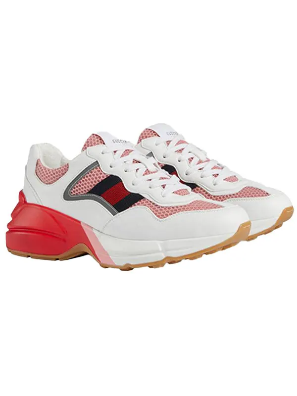 Кроссовки rhyton 'white pink reflective' Gucci — изображение 3 из 4, белый розовый