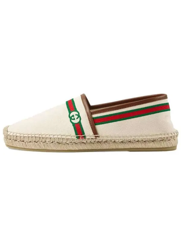 Кроссовки embroidered espadrilles 'interlocking g - white' Gucci — изображение 2 из 4, белый
