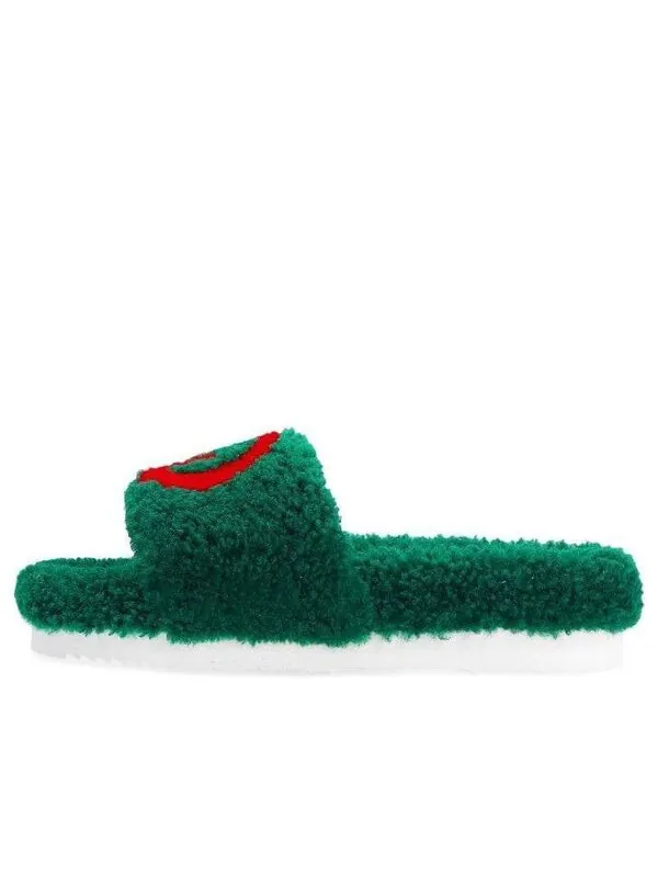 Тапочки merino wool slides 'green' Gucci
