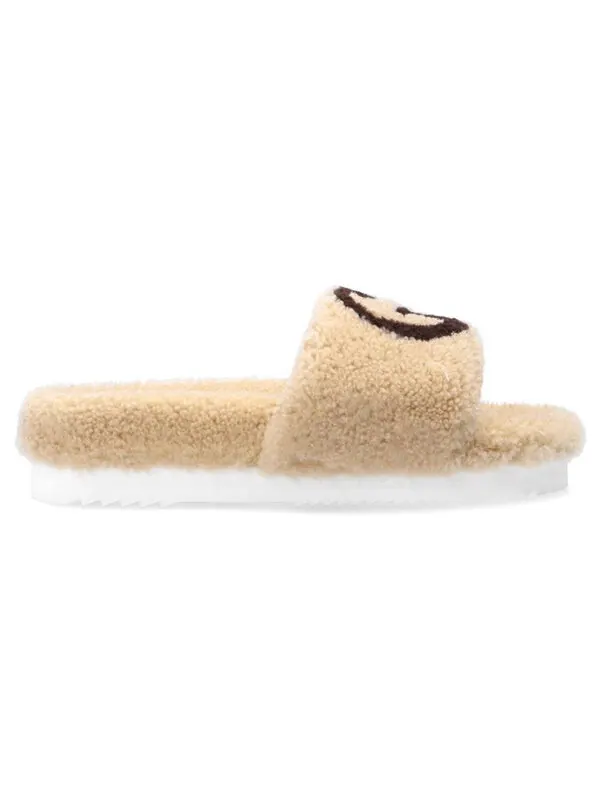 Тапочки slide 'interlocking g merino wool - light brown' Gucci — изображение 2 из 4, коричневый