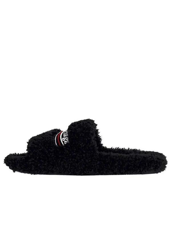 Сандалии furry slides 'black red' Balenciaga — изображение 1 из 4, черный