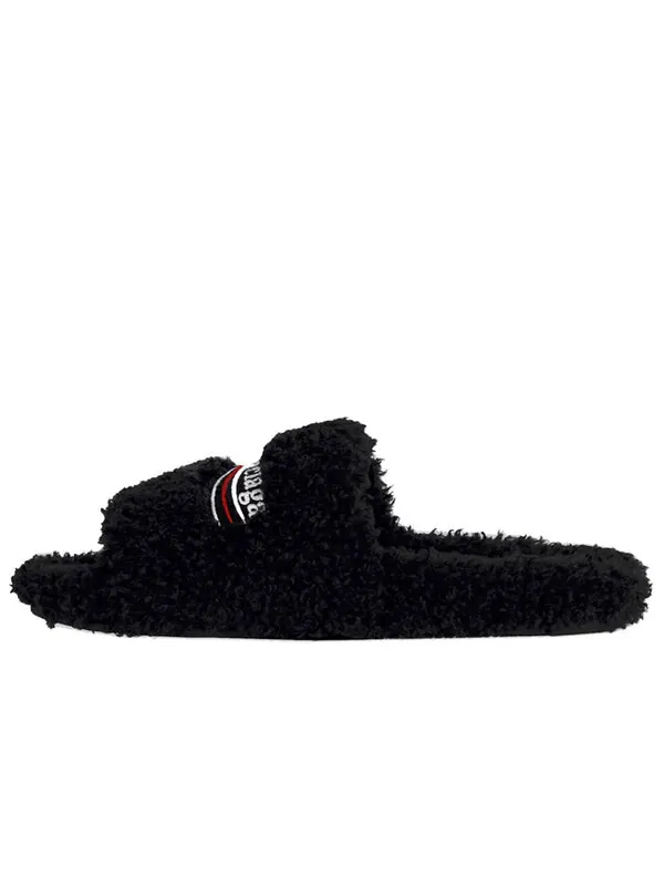 Сандалии furry slides 'black red' Balenciaga — изображение 2 из 4, черный