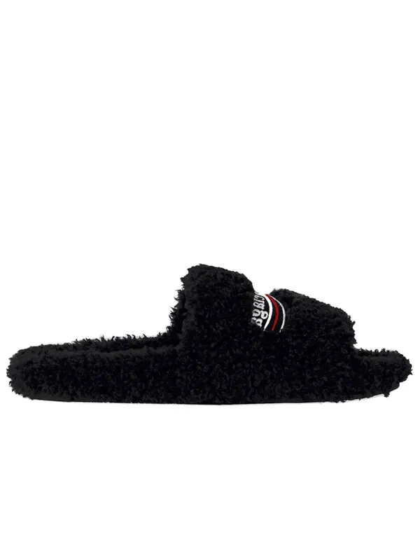 Сандалии furry slides 'black red' Balenciaga — изображение 3 из 4, черный