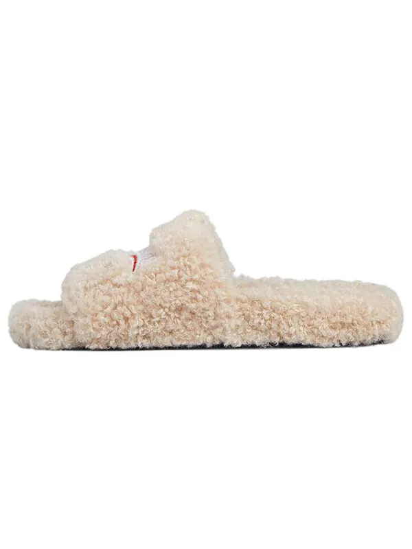 Тапочки furry slides 'beige' Balenciaga — изображение 2 из 4, бежевый
