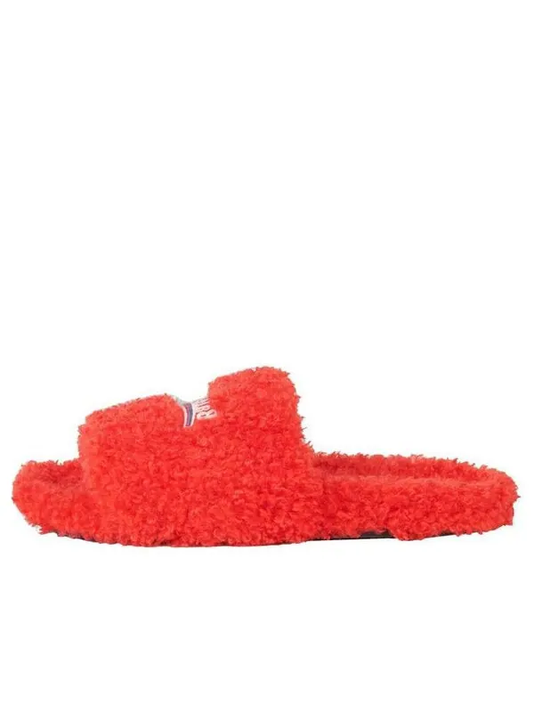 Тапочки furry slides 'red' Balenciaga