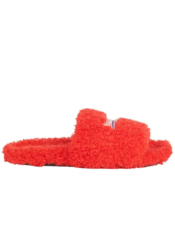 Тапочки furry slides 'red' Balenciaga — изображение 2 из 4, красный/белый/красный