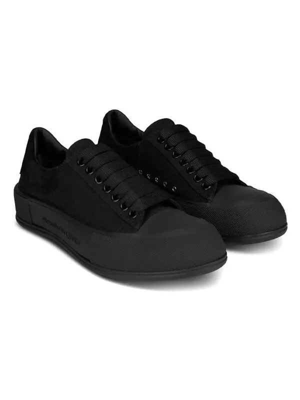 Кроссовки deck skate plimsoll lace up 'triple black' Alexander Mcqueen — изображение 3 из 4, черный/черный/черный