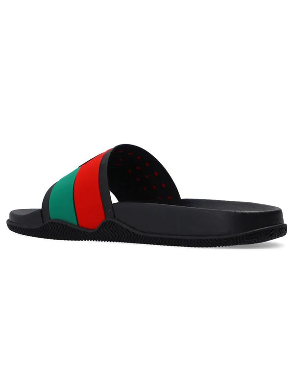 Тапочки slide 'interlocking g - black red green' Gucci — изображение 3 из 4, черный/красный/зеленый