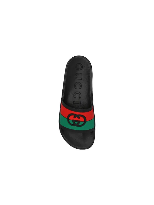 Тапочки slide 'interlocking g - black red green' Gucci — изображение 4 из 4, черный/красный/зеленый