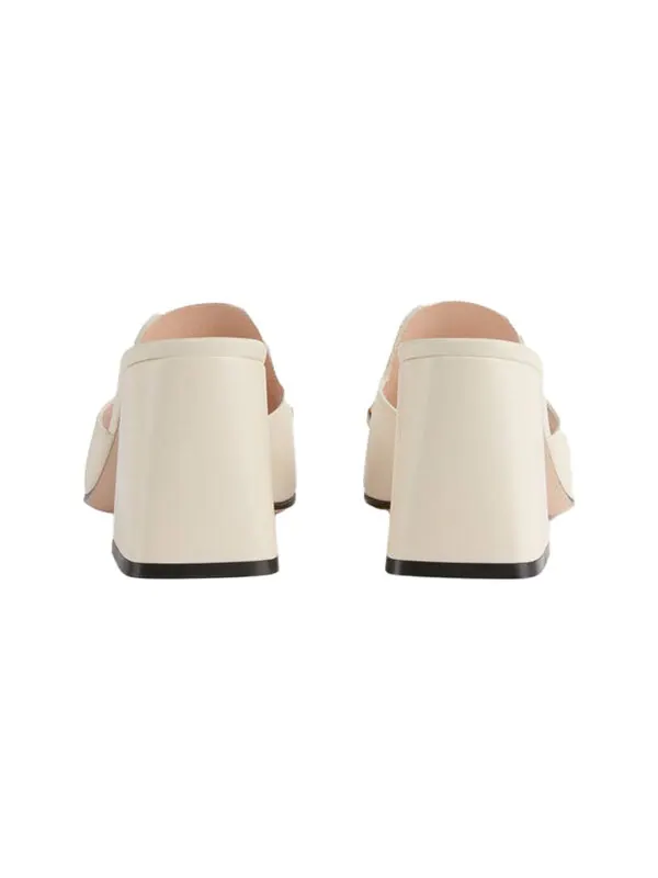 Сандалии slide sandal with horsebit 'white leather' Gucci — изображение 4 из 4, белый