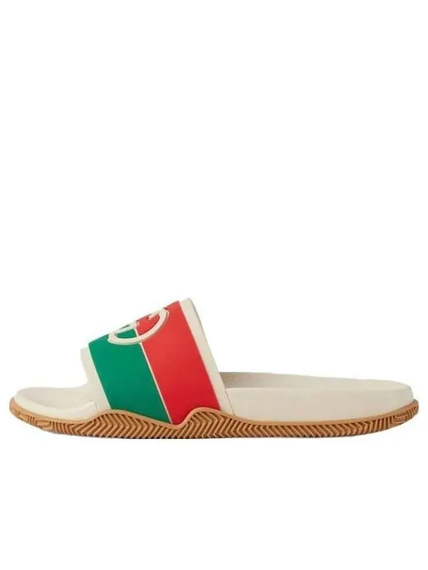 Тапочки slide 'interlocking g - white red green' Gucci