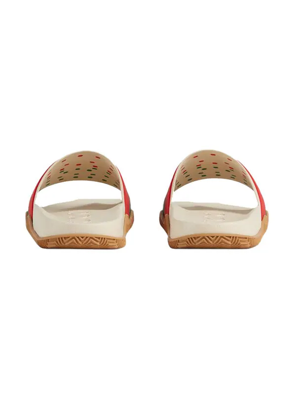 Тапочки slide 'interlocking g - white red green' Gucci — изображение 4 из 4, белый/красный/зеленый