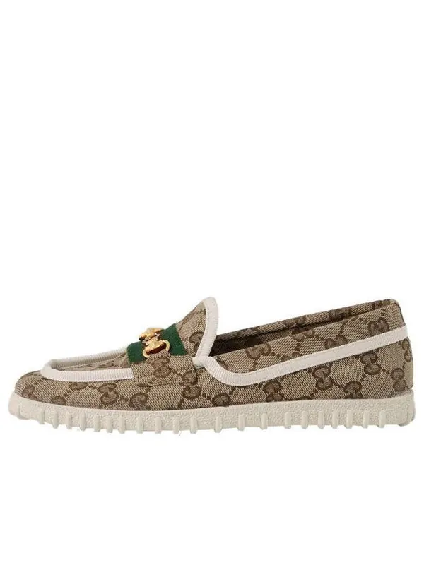 Кроссовки driver with horsebit web 'beige' Gucci — изображение 1 из 4, бежевый