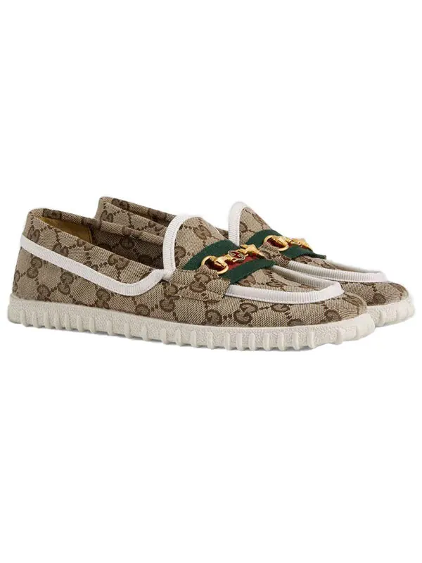 Кроссовки driver with horsebit web 'beige' Gucci — изображение 2 из 4, бежевый