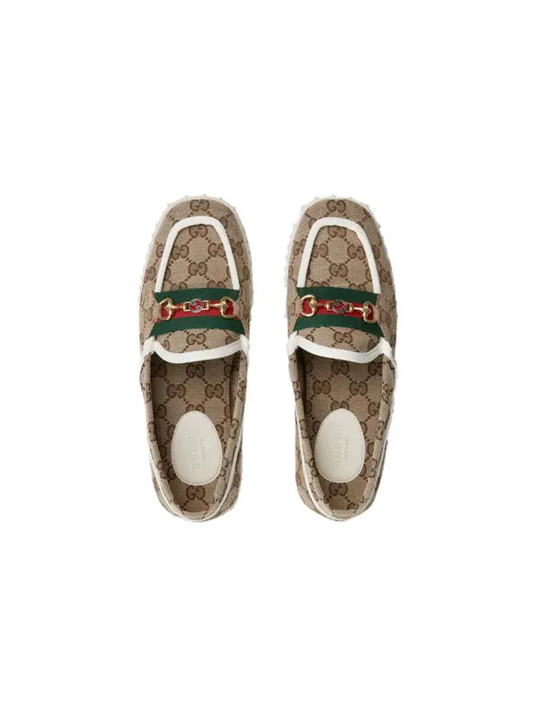 Кроссовки driver with horsebit web 'beige' Gucci — изображение 3 из 4, бежевый