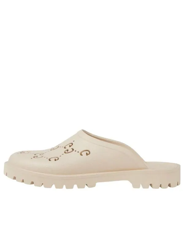 Тапочки slip on sandal 'cut out monogram - mystic white' Gucci